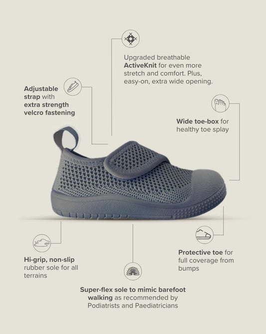 Little Sohls- Active Velcro Shoe- Slate Grey