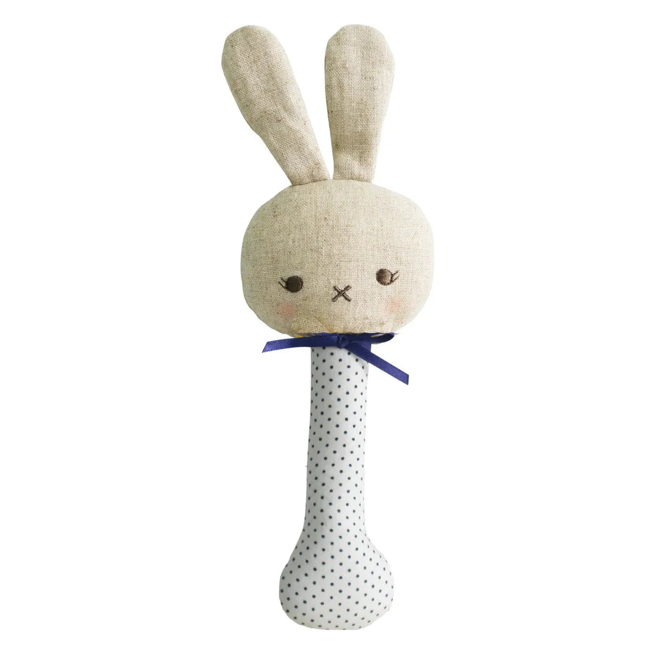 Alimrose - Baby Bunny Stick Rattle Navy Spot