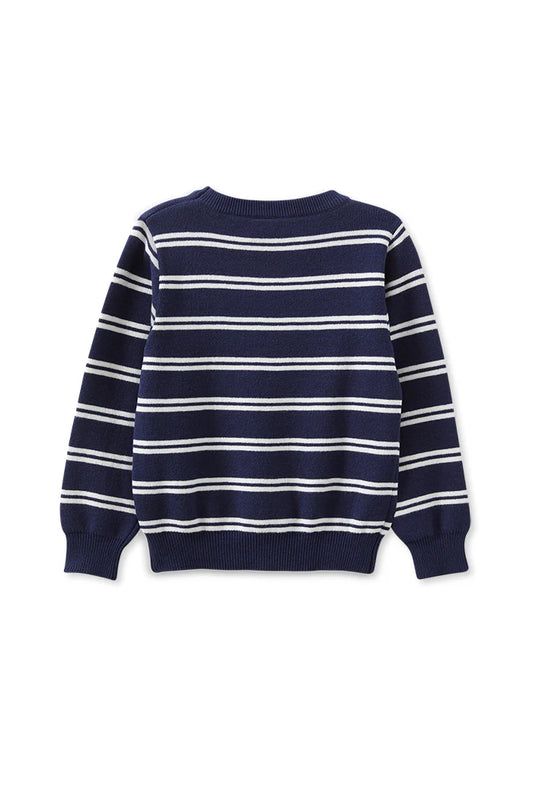 Milky Clothing - Stripe Knit Jumper- Navy
