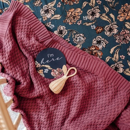 Snuggle Hunny Kids- Mauve Diamond Knit Baby Blanket