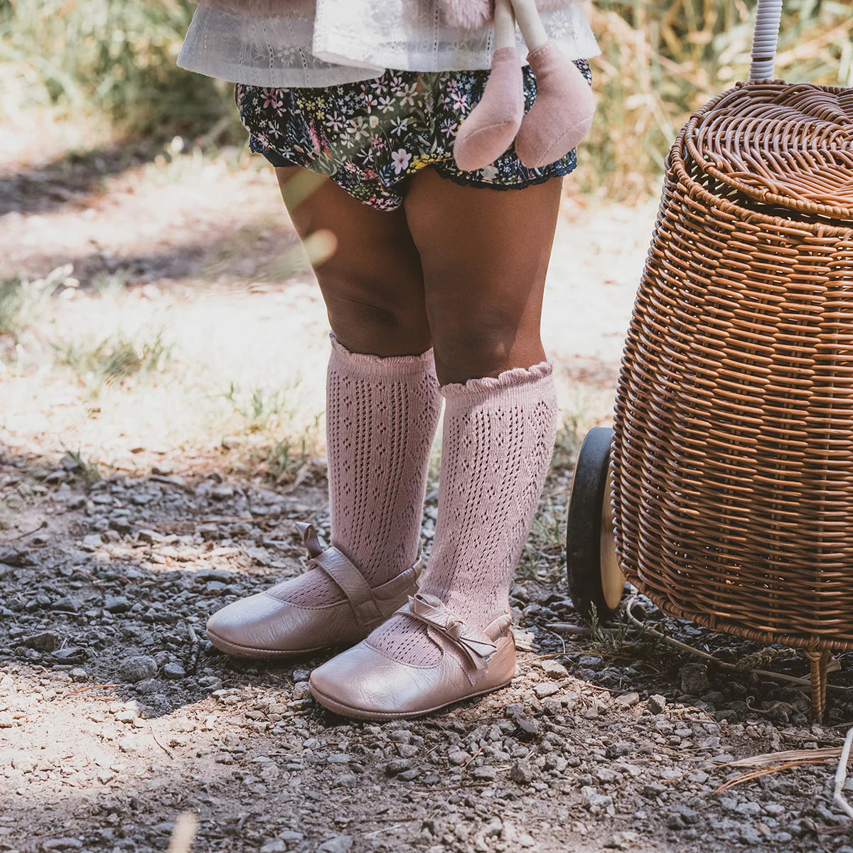 Minihaha - Dusky Pink Pointelle Knee Highs