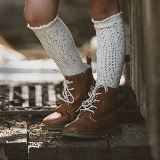 Minihaha - Almond Pointelle Knee Highs