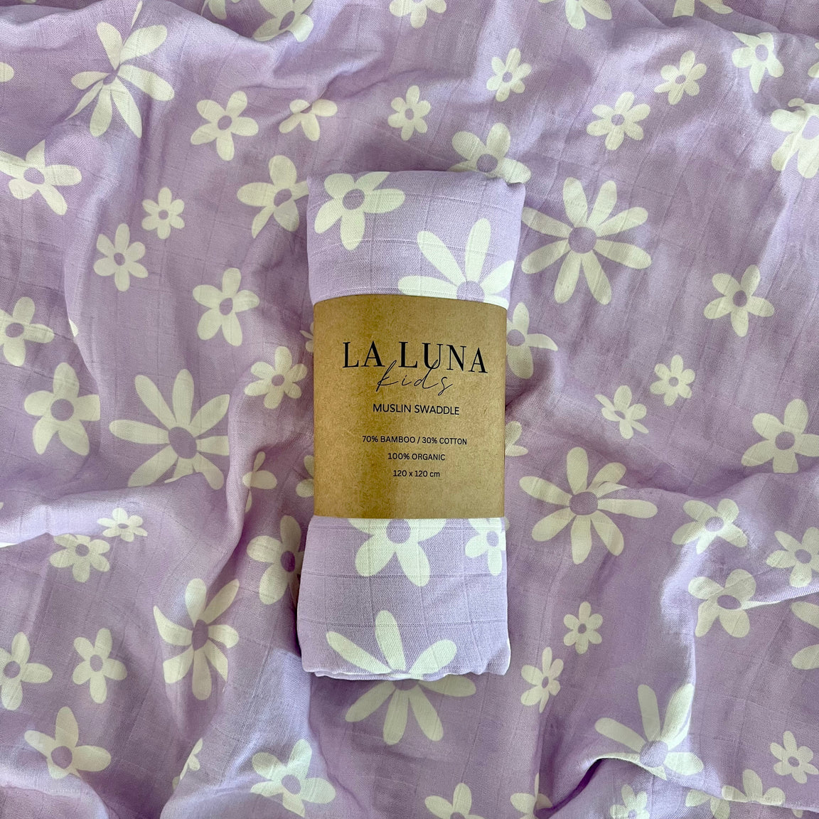 La Luna Kids- Lilac Floral Muslin Swaddle