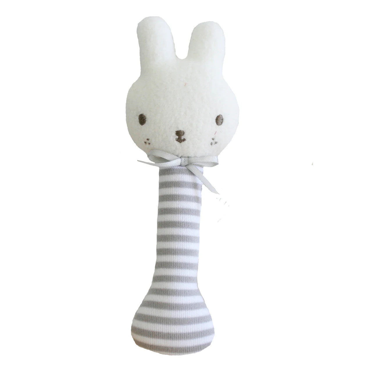 Alimrose - Grey Linen Bunny Stick Rattle