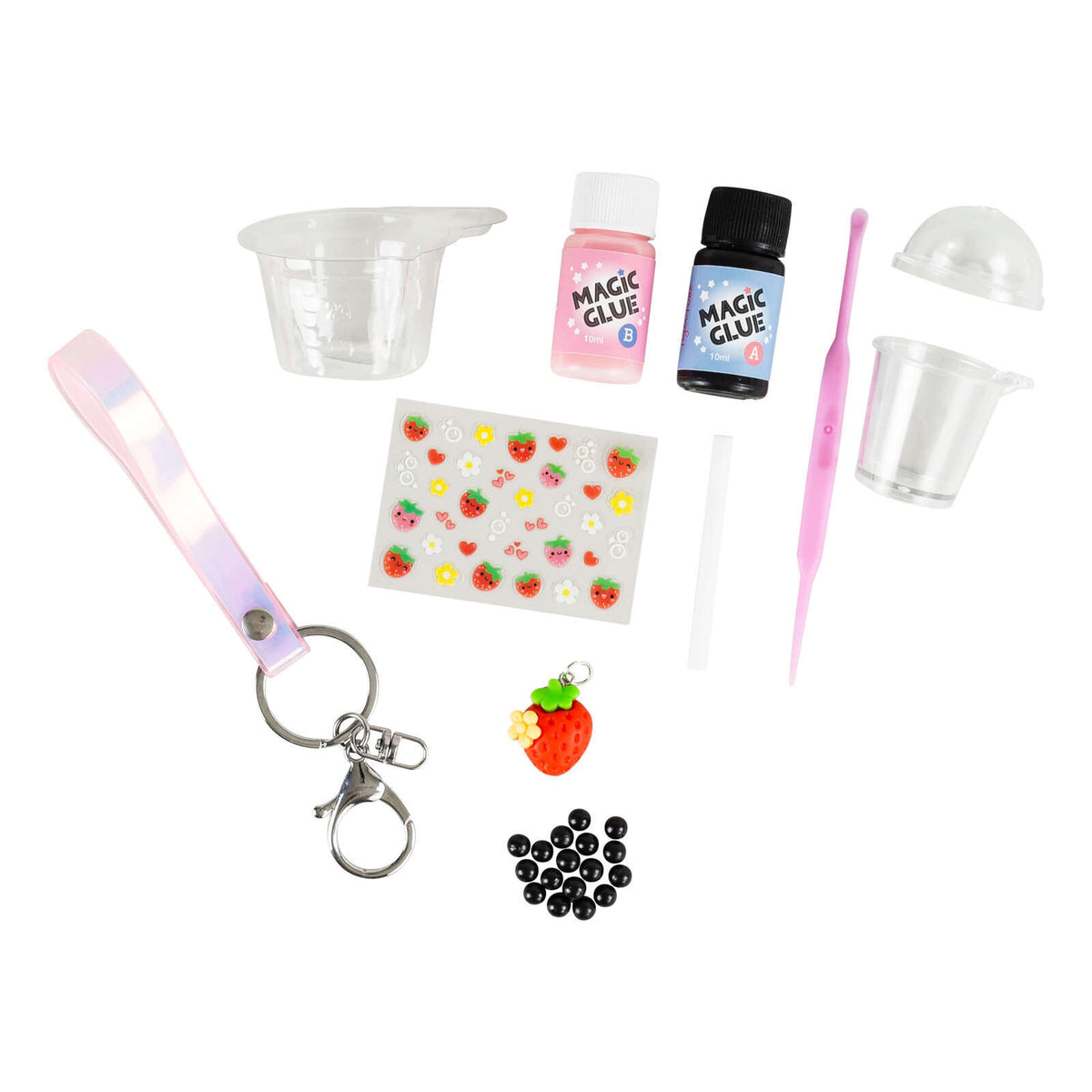 Tiger Tribe - Bag Charm Kit - Strawberry Bubble Tea
