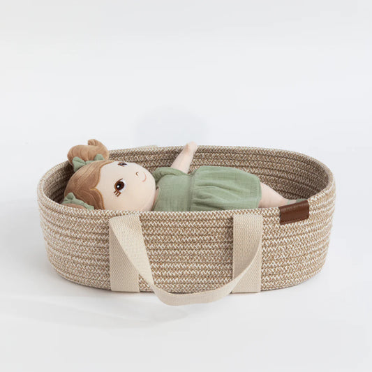 Living Textiles- Blush- Cotton Rope Doll Moses Basket