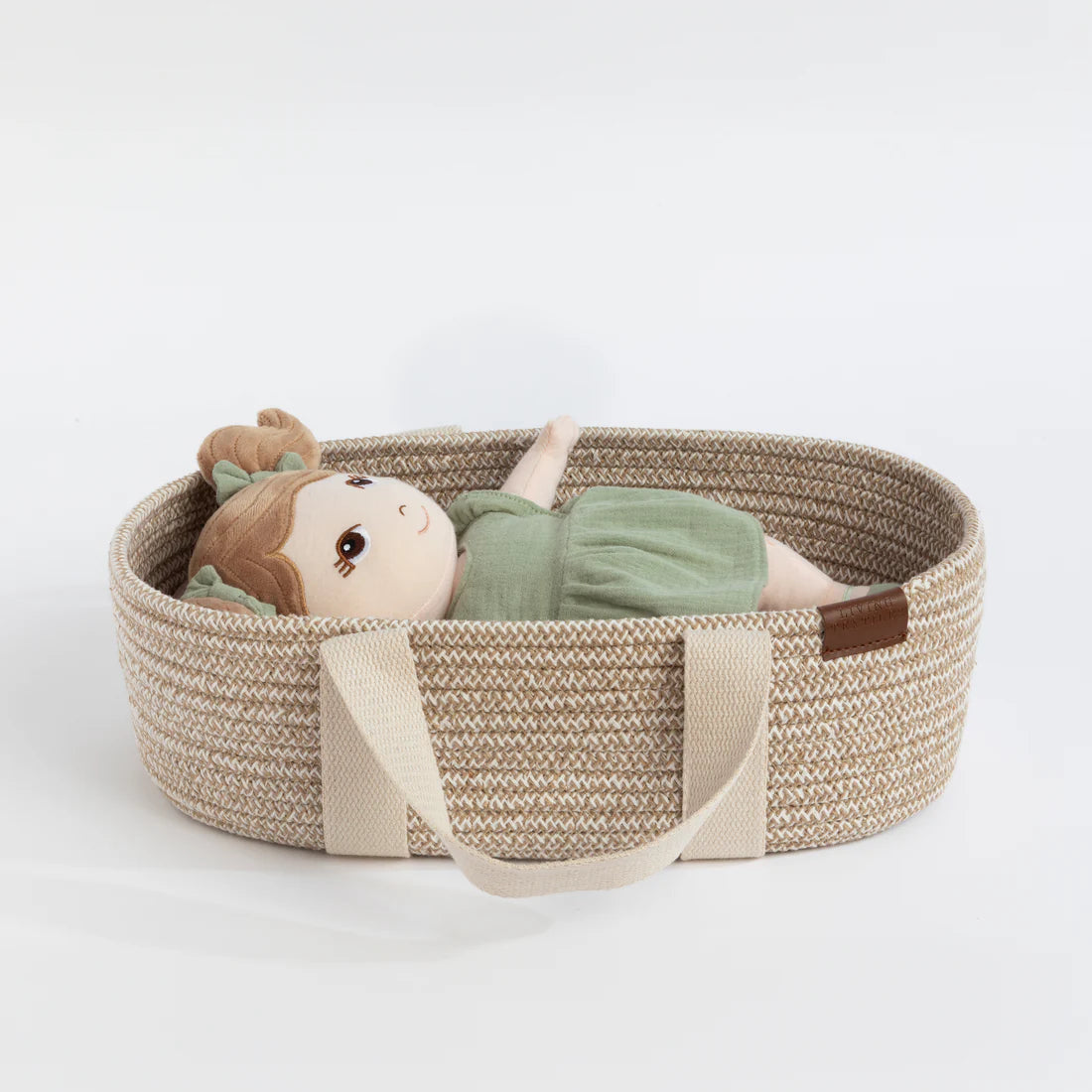 Living Textiles- Blush- Cotton Rope Doll Moses Basket