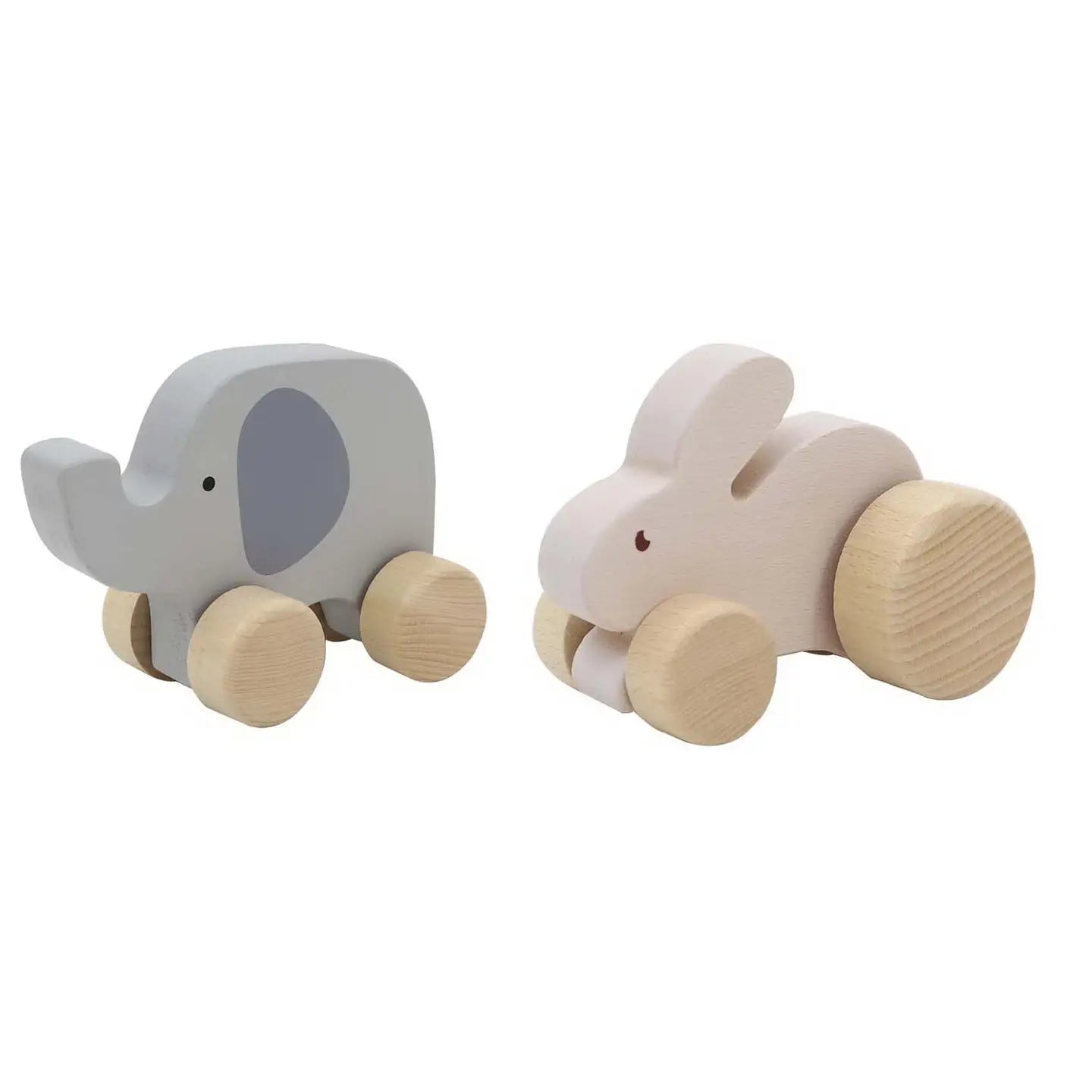 Toys Link- Wooden Wheelie Rabbit & Elephant