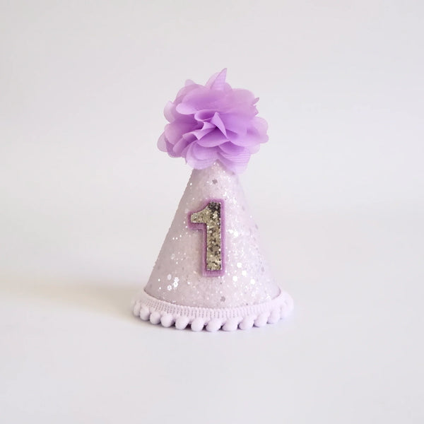 Our Little Deer- Purple Tulle Pom Pom Party Hat