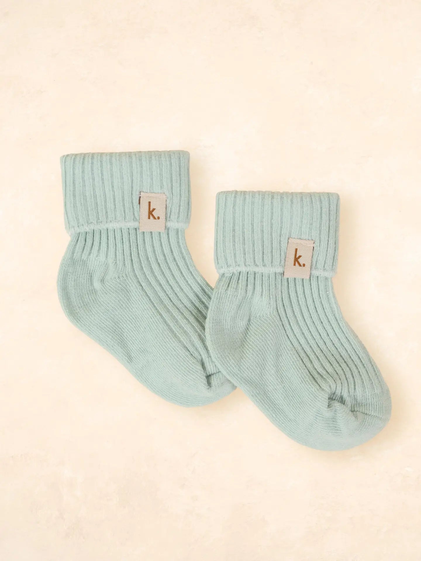 Sage Cotton Ribbed Socks with K logo for Kiin