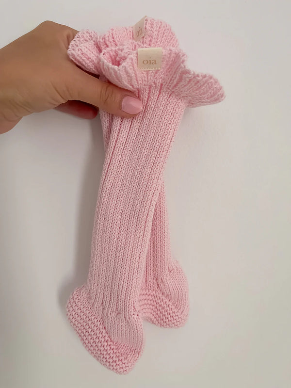 Oia The Label-Knitted High Socks- Petal Pink