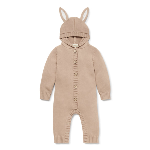Aster and Oak - Taupe Bunny Knit Romper