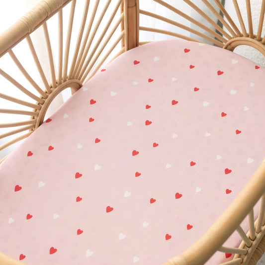 Fox & Fallow - Pink Hearts Organic Fitted Bedding