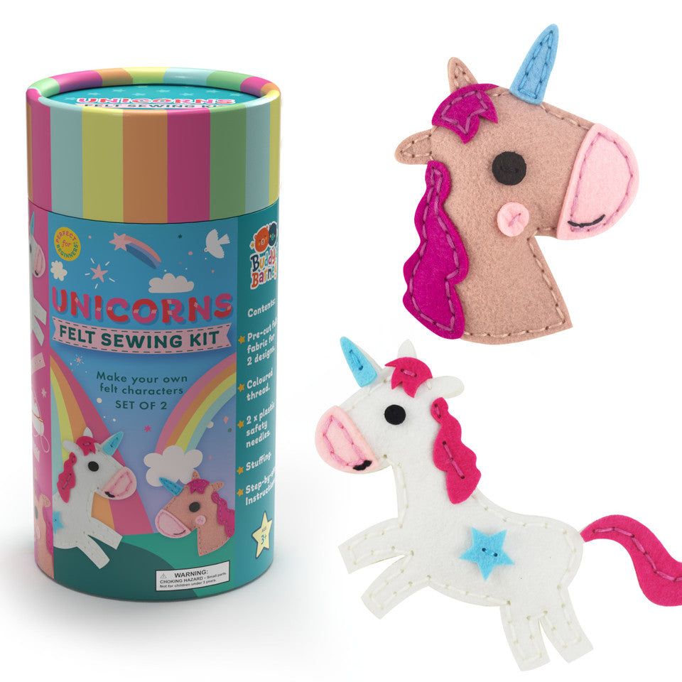 Buddy & Barney - Unicorn Felt Sewing Kit Tube