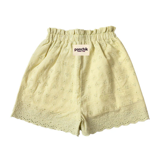 Ponchik- Green Tea Broderie Anglaise Lace Shorts