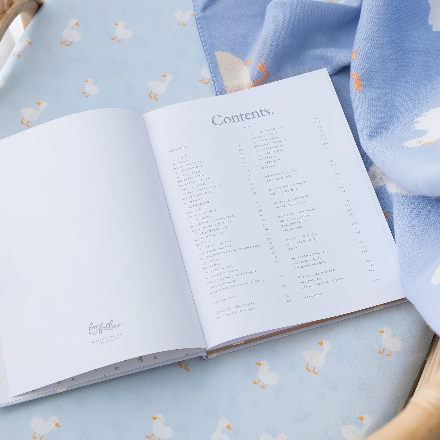 Fox & Fallow Baby Book- Blue Ducks