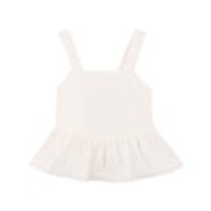 Minihaha Sundae Peplum Top in white cotton for kids