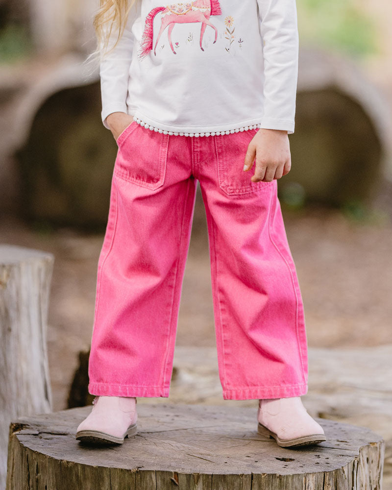 Fox & Finch - Girls Pink Pull On Jeans