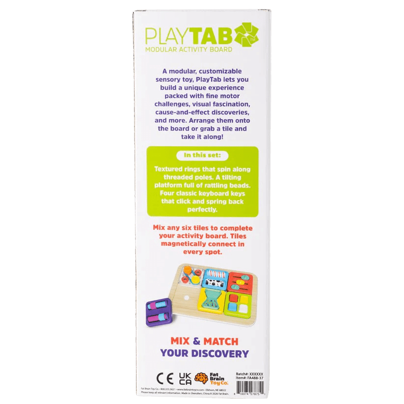 Fat Brain Toys PlayTab Tile Set 5 | Threads, Teeter Totter & Keyboard