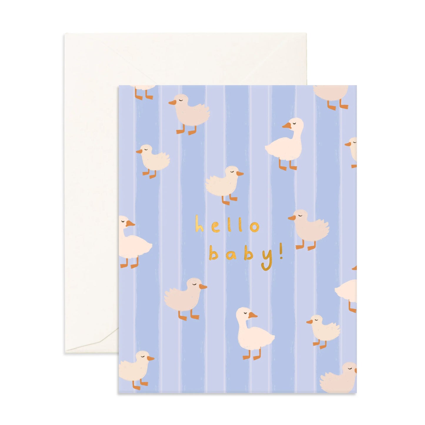 Fox & Fallow - Hello Baby Ducks Blue Greeting Card