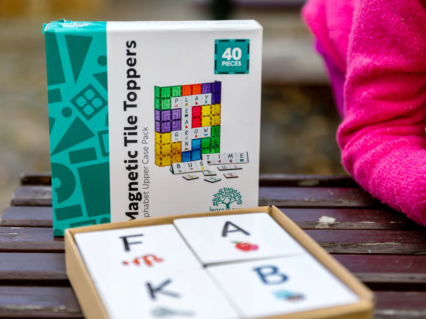 Learn and Grow Toys -Magnetic Tile Topper - Alphabet Upper Case Pack (40 Piece)