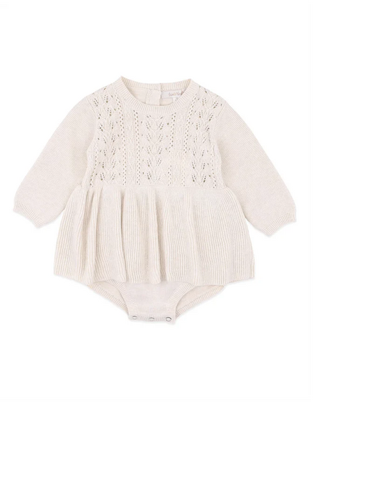 Bebe- Oat Marle Knitted Overlay Bodysuit