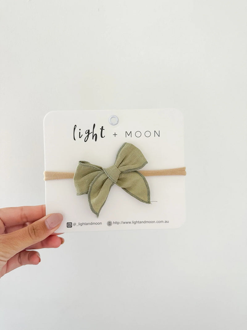 Light and Moon-Forest Green Fable Bow Headband