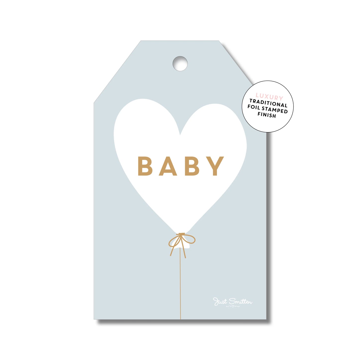 Just Smitten - Blue Baby Heart Balloon Gift Tag