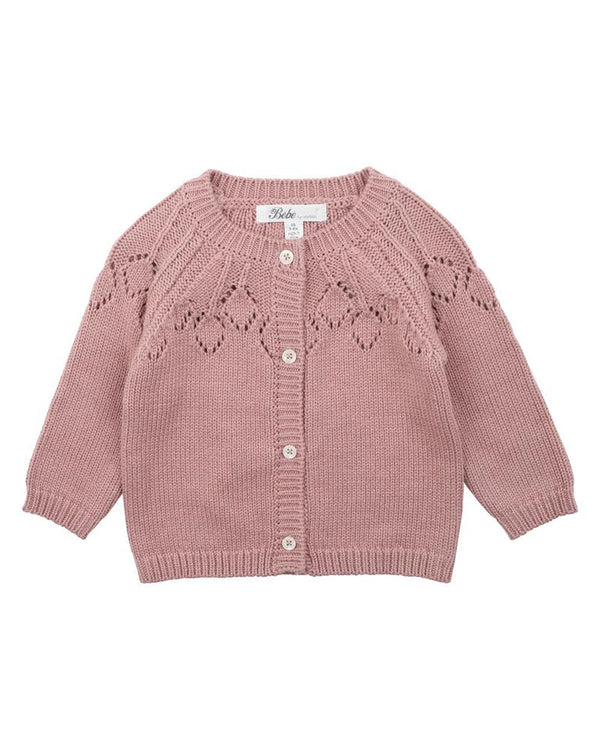 Bebe- AUBREY NEEDLE OUT KNITTED CARDIGAN