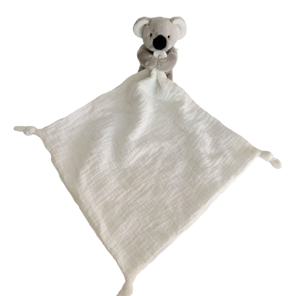 Petite Vous- Kip The Koala With White Muslin Comforter