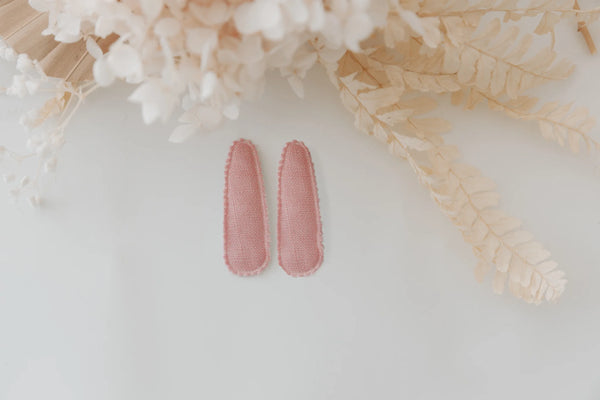Light and Moon - Pink Linen Cotton Snap Clips