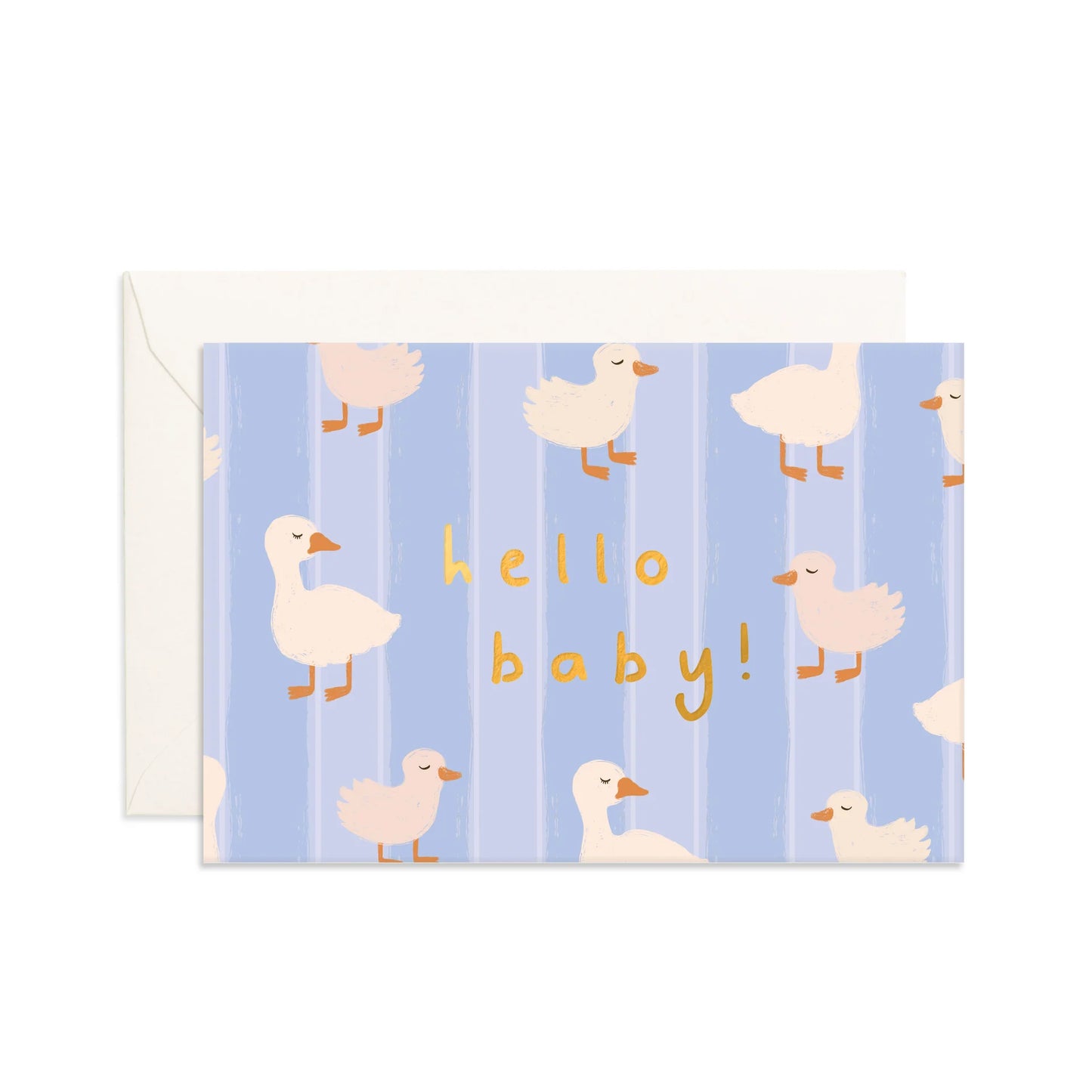 Fox & Fallow- Blue Ducks- New Baby Mini Greeting Card