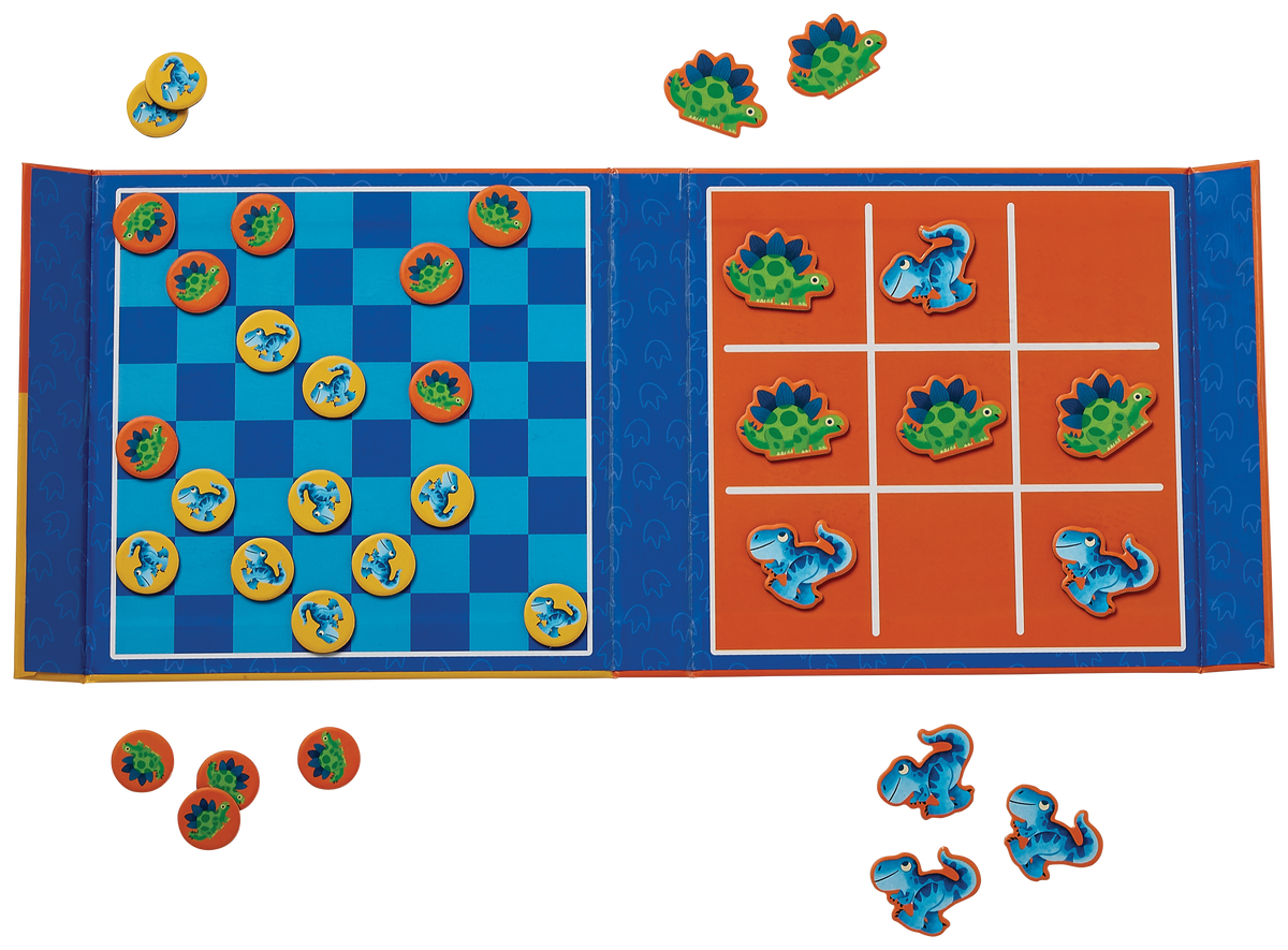 Crocodile Creek - Magnetic Game - Tic Tac Toe & Checkers - Dino