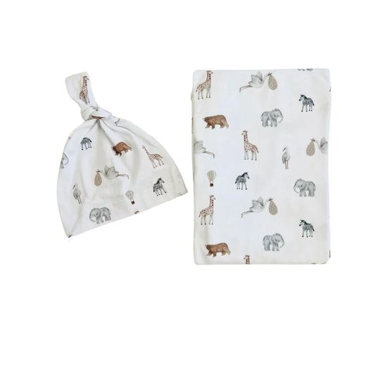 Cuddle Bug & Co - Organic Jersey Baby Wrap Set Savanna Bebe