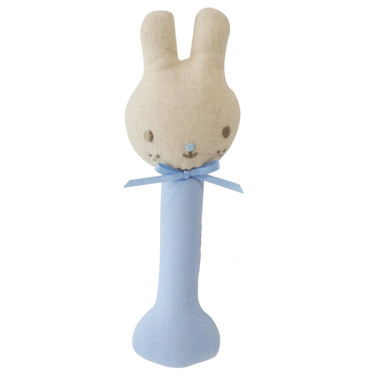 Alimrose - Blue Linen Bunny Stick Rattle