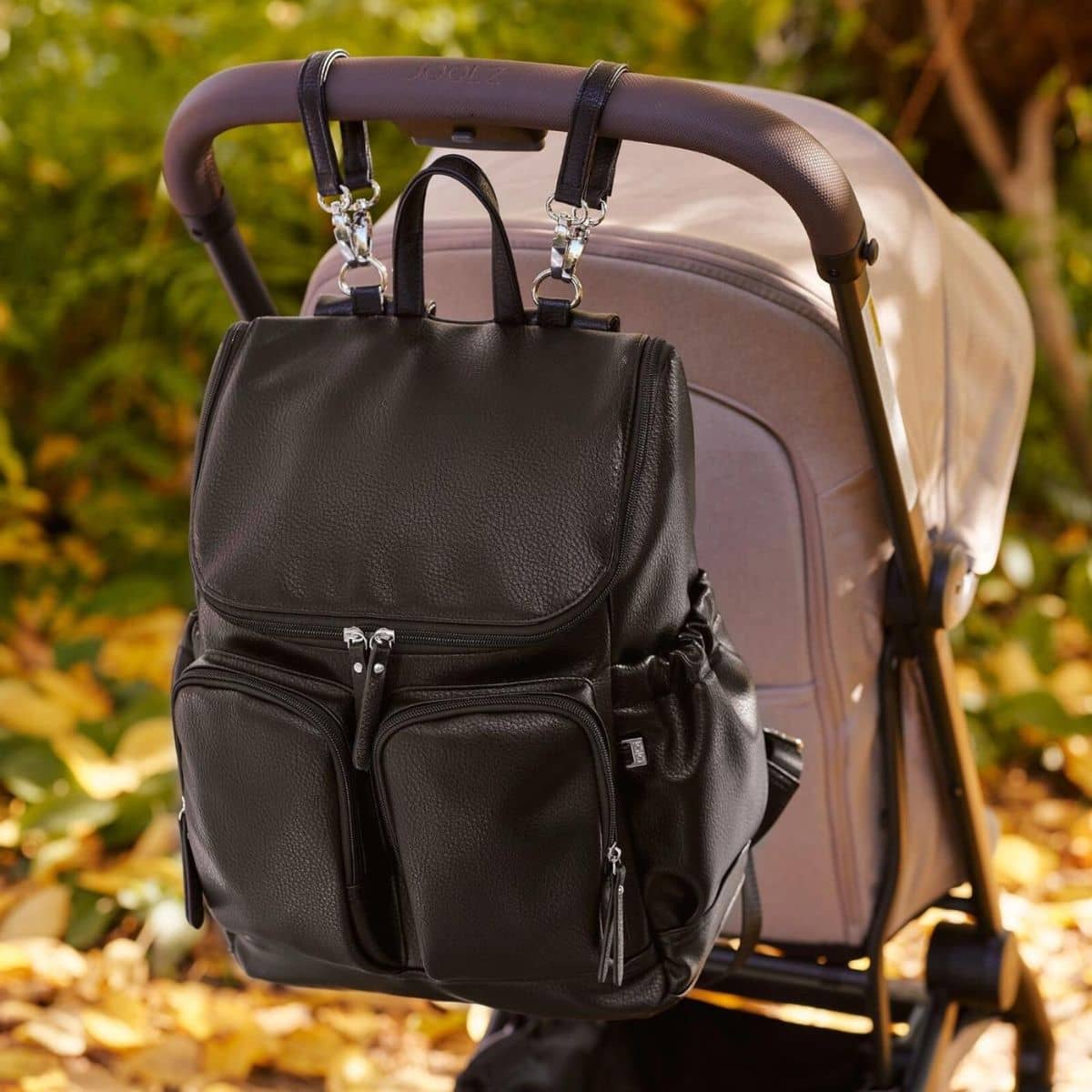 Oi Oi- Black Vegan Leather Nappy Bag