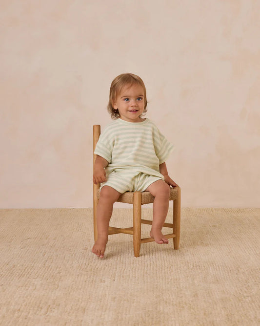 Quincy Mae - Mint Stripe Waffle Tee & Short Set