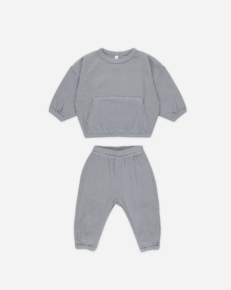 Quincy Mae - Blue Waffle Slouch Set