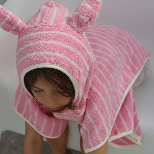 SunnyLife - Kids Character Hooded Towel Cotton Candy Pink Stripe