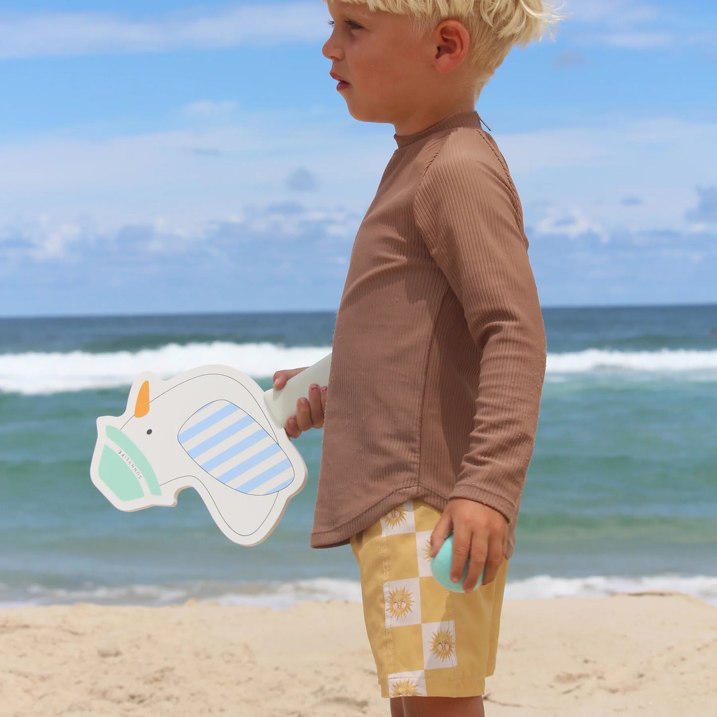 SunnyLife - Kids Velcro Beach Bats Sammy the Seagull Blue Stripe