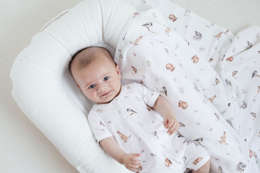 Aster and Oak - Native Animals Short Sleeve Zip Romper