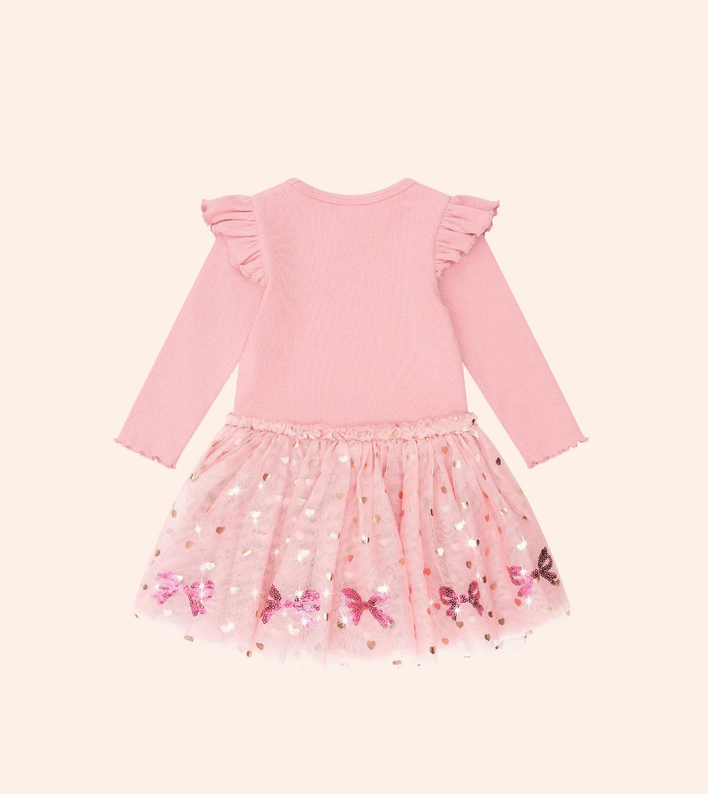 Hux Baby- Sequin Bow Tulle Dress