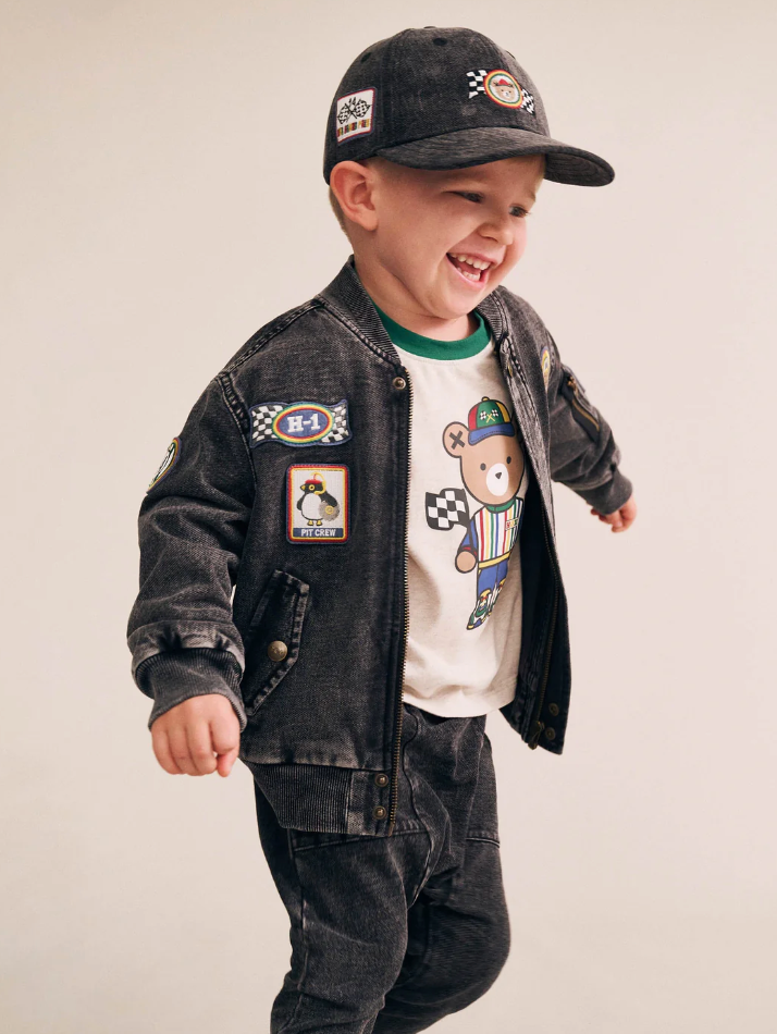 Hux Baby- Black Knit Denim Pocket Pants