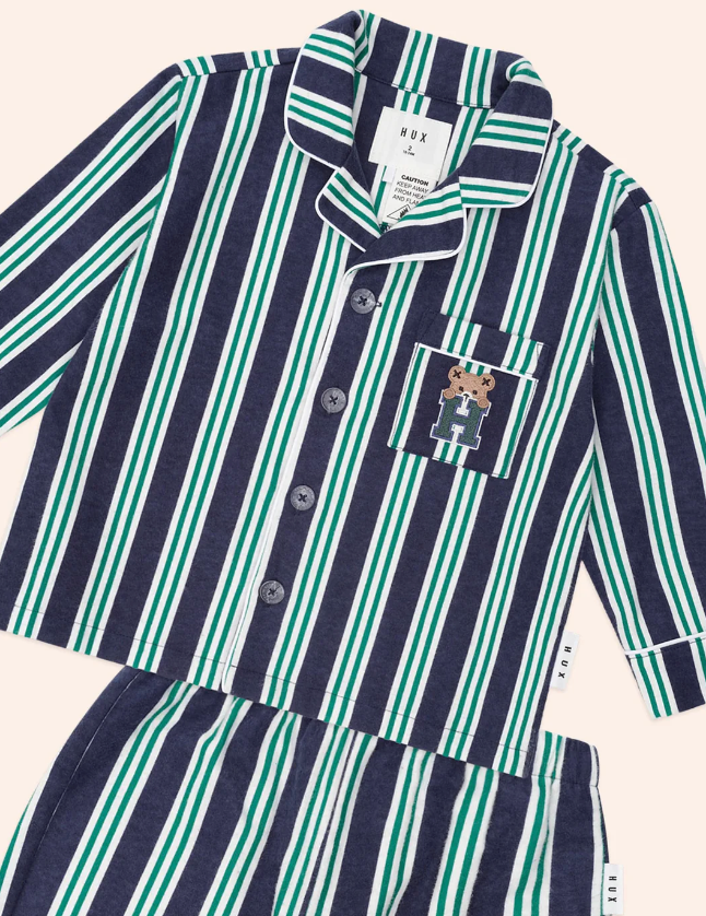 Hux Baby- Classoc Navy Stripe Flanelette Pyjamas