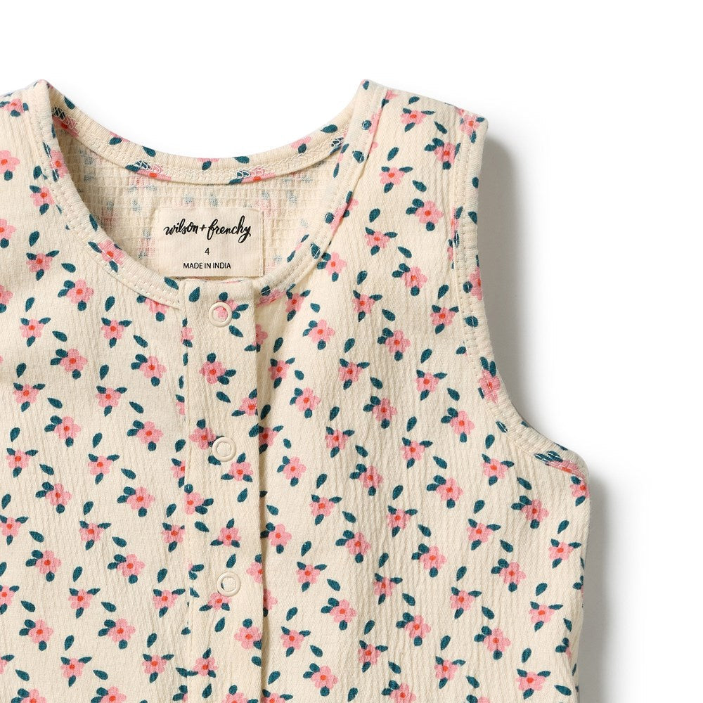 Wilson & Frenchy Little Blossom Organic Crinkle Playsuit