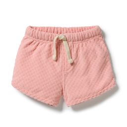 Wilson & Frenchy Petal Pink Check Organic Terry Tie Shorts