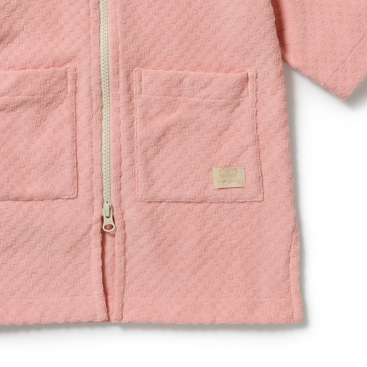 Wilson & Frenchy Petal Pink Check Organic Terry Hooded Towel