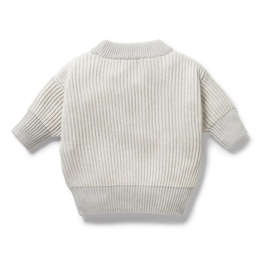 Wilson & Frenchy - Grey Melange and Oatmeal Organic Knitted Ribbed Jumper