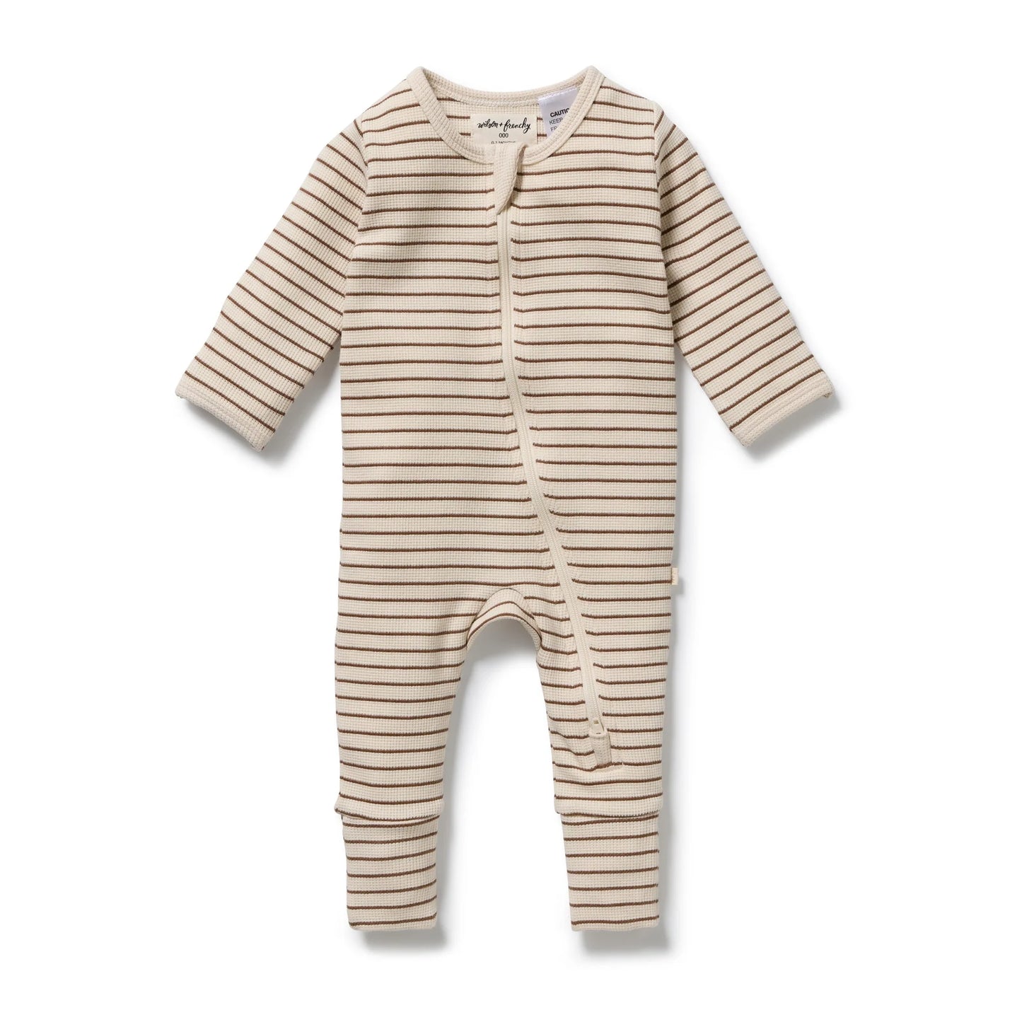 Wilson & Frenchy - Nutmeg Stripe Waffle Zipsuit