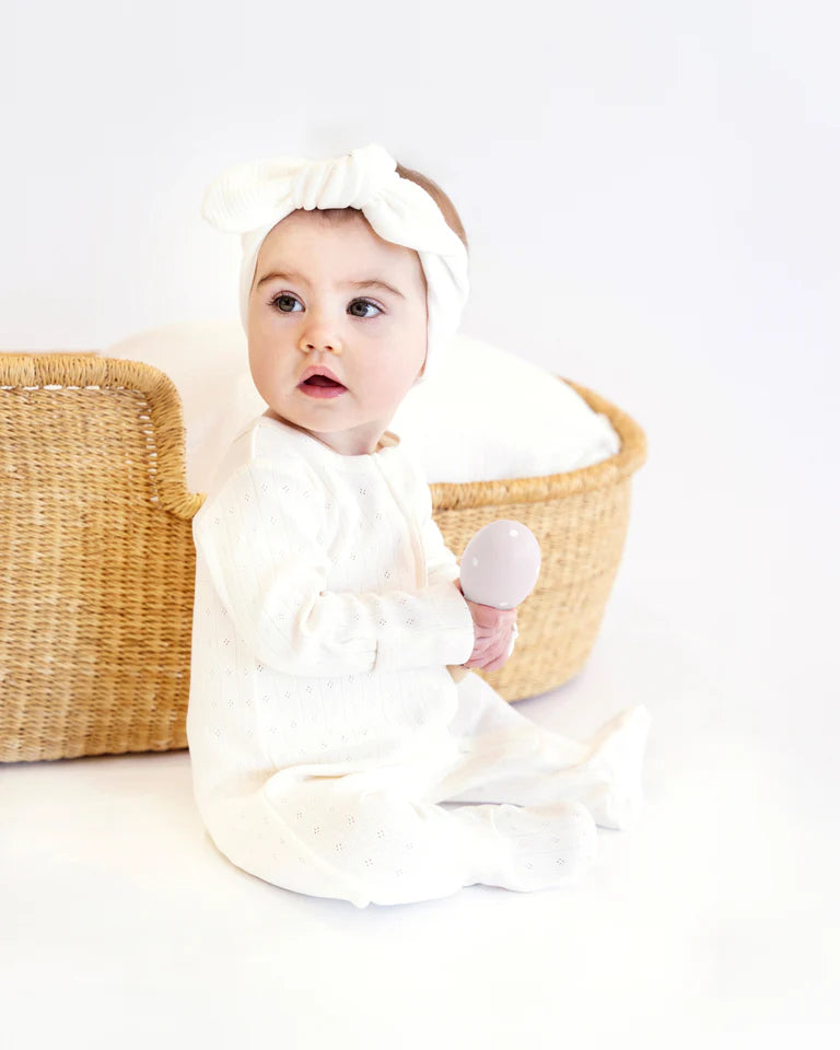 Bebe - Milk Organic Pointelle Long Zipsuit